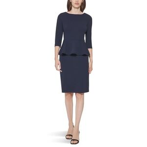 Calvin Klein Women's Work 3/4 Sleeve Peplum Dress